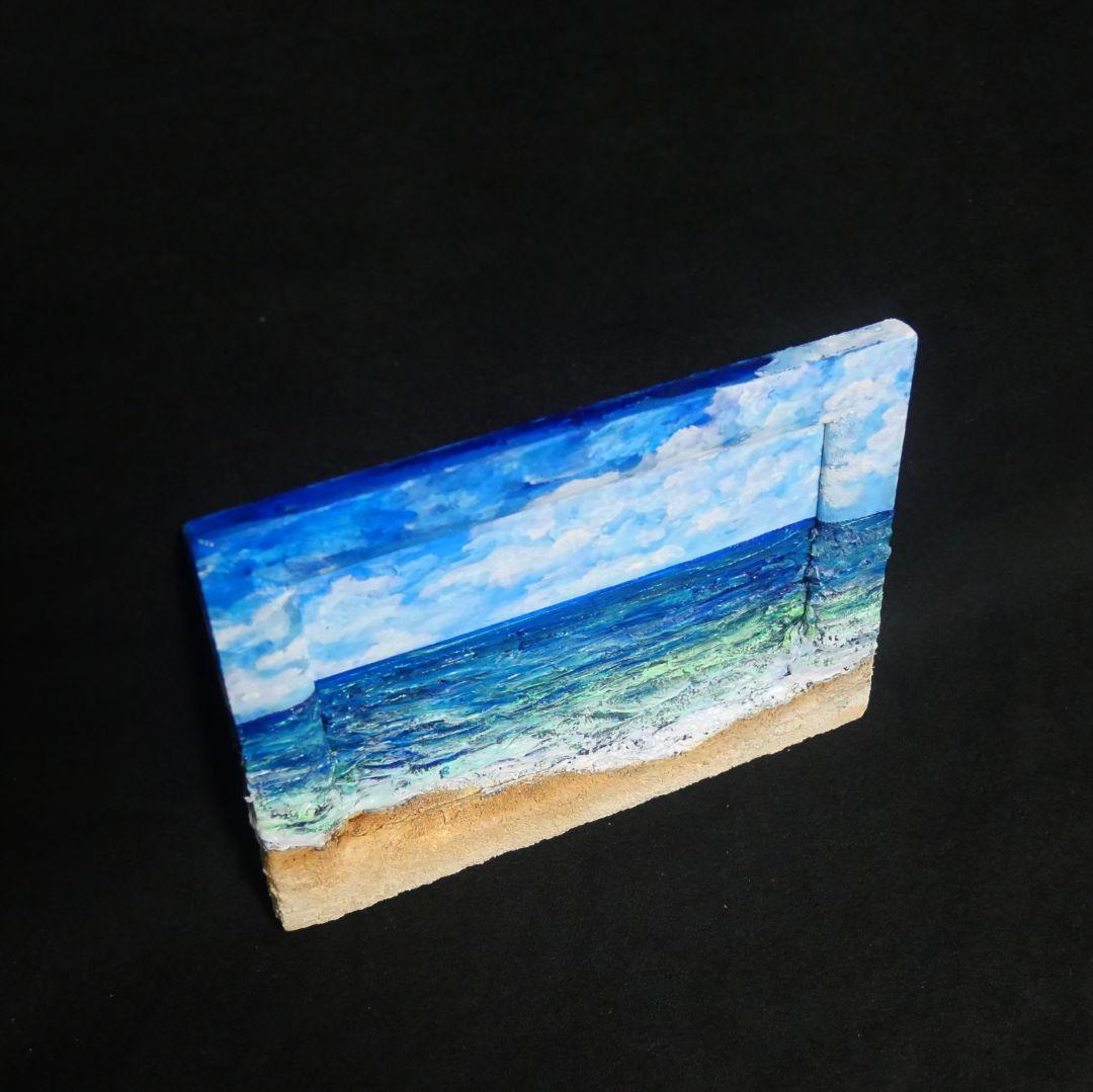 油絵 油彩 油彩画 絵 絵画 【海の砂浜】ミニ絵画