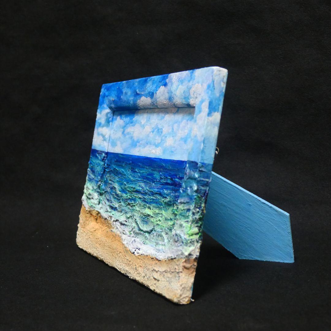 油絵 油彩 油彩画 絵 絵画 【海の砂浜】ミニ絵画