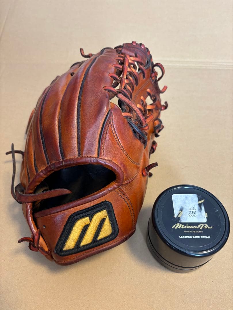 Mizuno Pro 硬式グローブ ブラウン 外野手用　レザーケアクリーム付き
