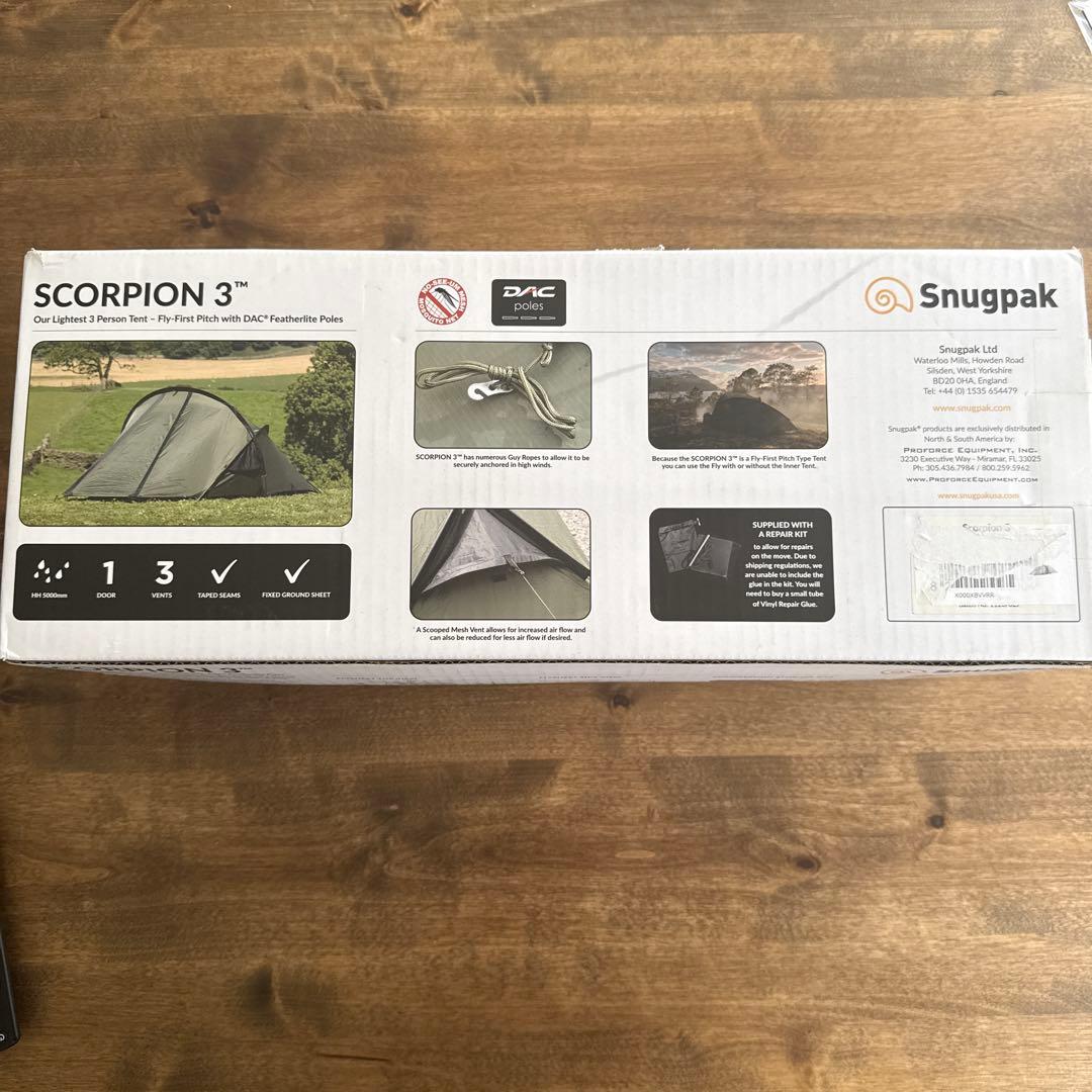 スナグパック スコーピオン3 3人用最軽量テント オリーブ並行輸入品