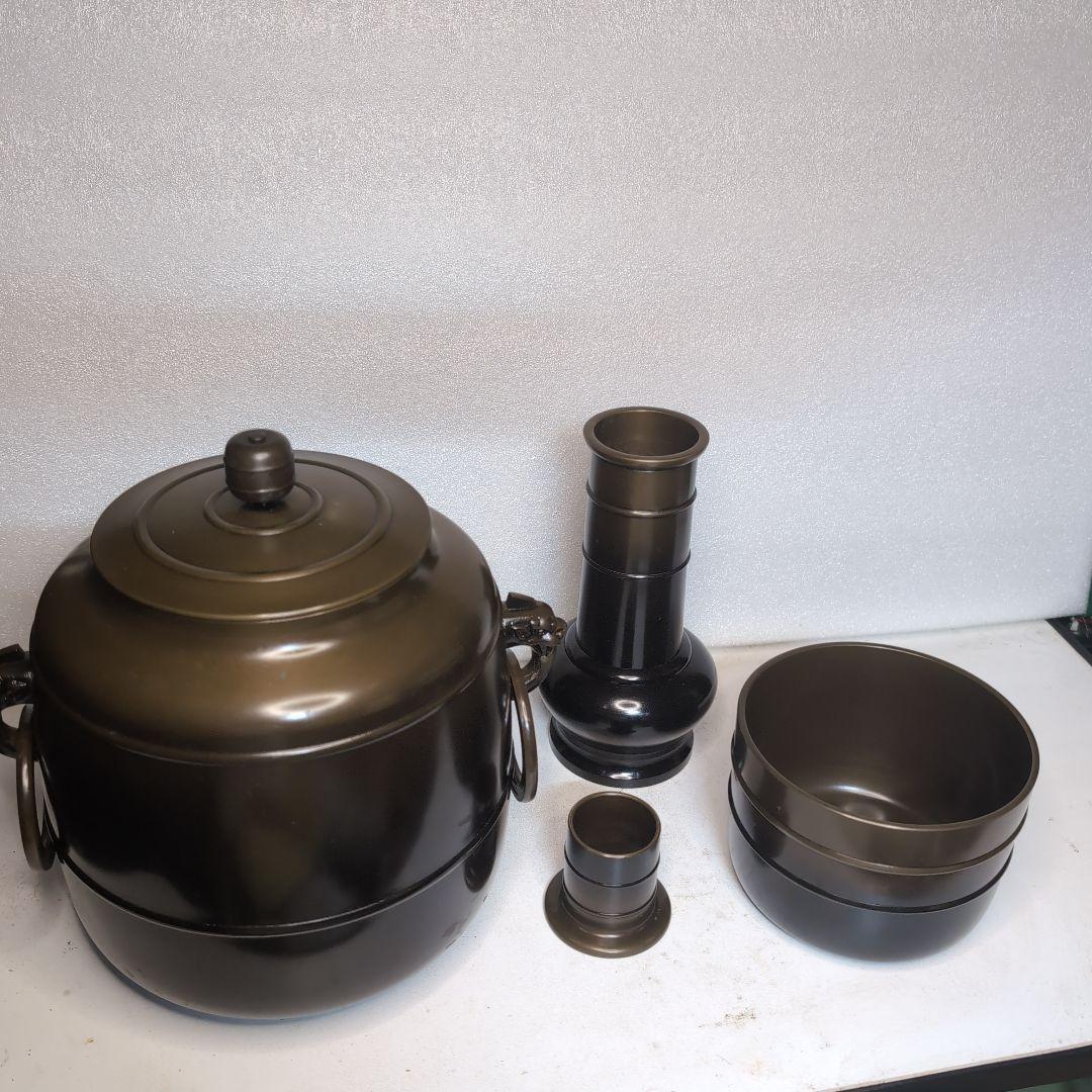 茶道具　皆具　鐶付鬼面　遊環　唐銅　八尾祥栄　共箱　稽古　奥伝　真台子　工芸