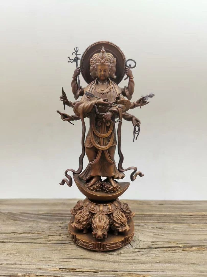 【修縁堂】精彫造像 摩利支天 ふるいにかける版 仏教法具 古美術品