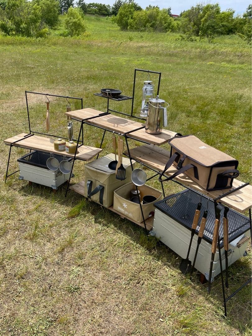 吊り下げキッチンシェルフ アイアンラック/アイアンレッグ キャンプ、インテリア