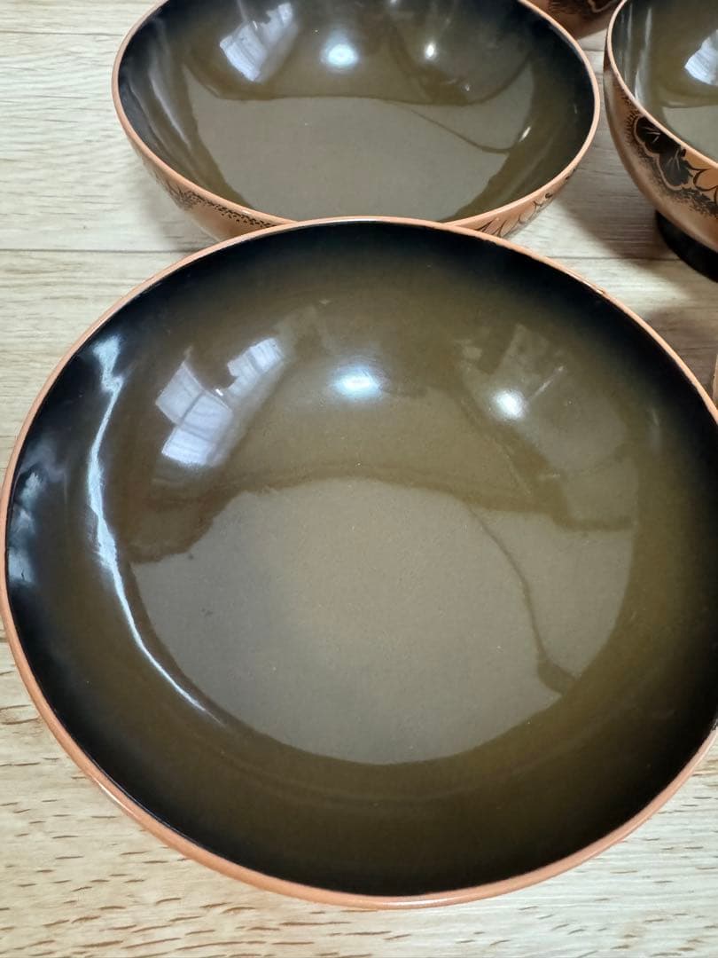 輪島塗吸物椀　5つセット　高級椀　菊