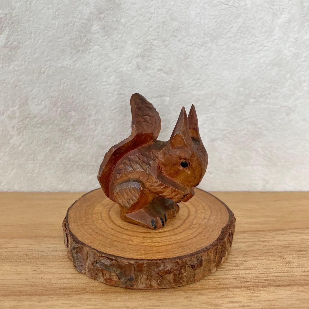 リス　木製　置物　人形　ドイツ　ヴィンテージ