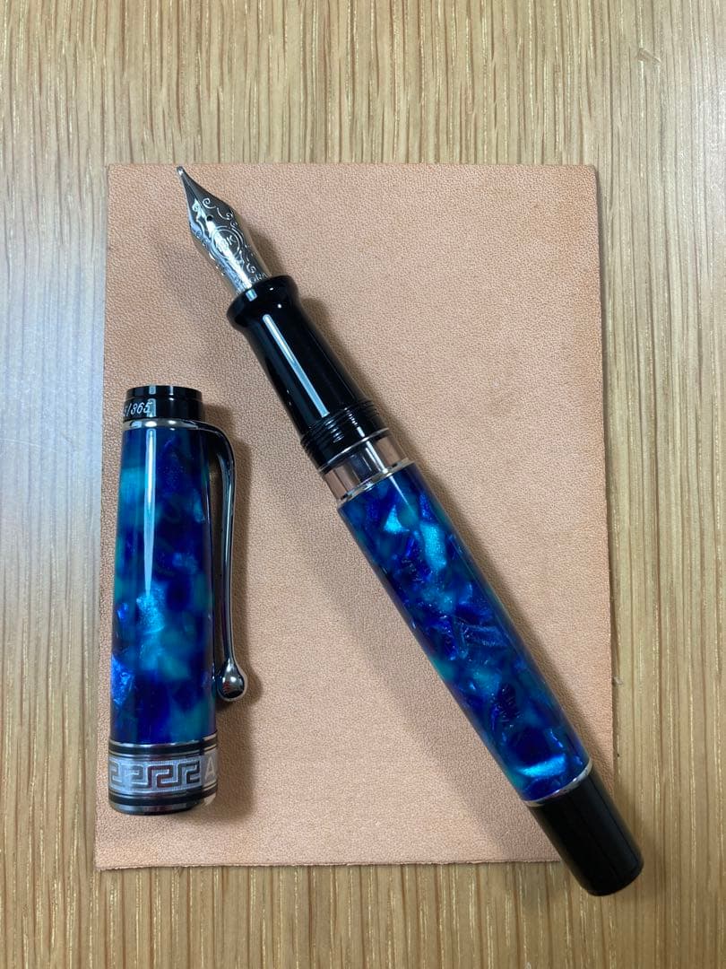 本日限定！新品未使用品！アウロラ　オプティマ　アズーロ　万年筆　18kニブ　B