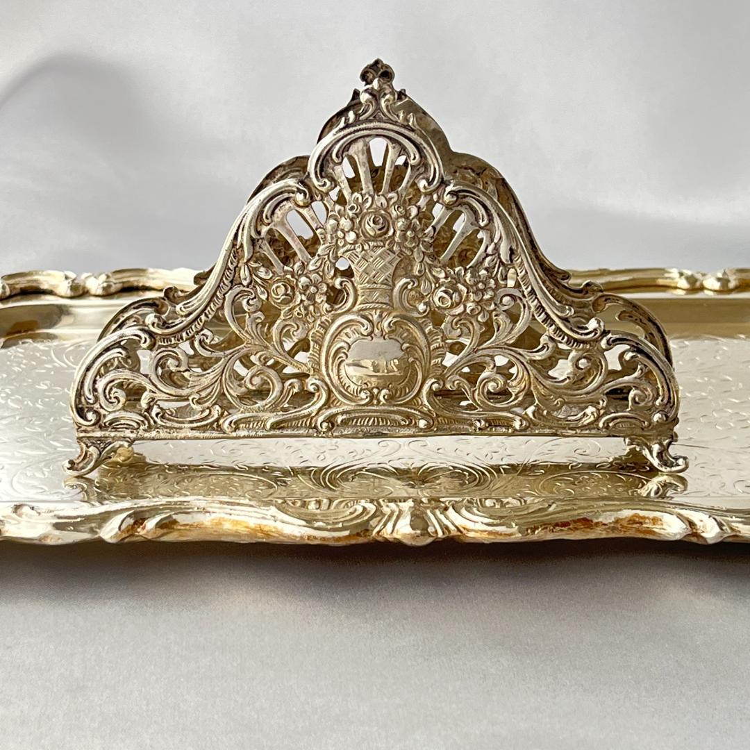 【ドイツ】 薔薇のナプキンホルダー / レターラック【純銀】12.5cm