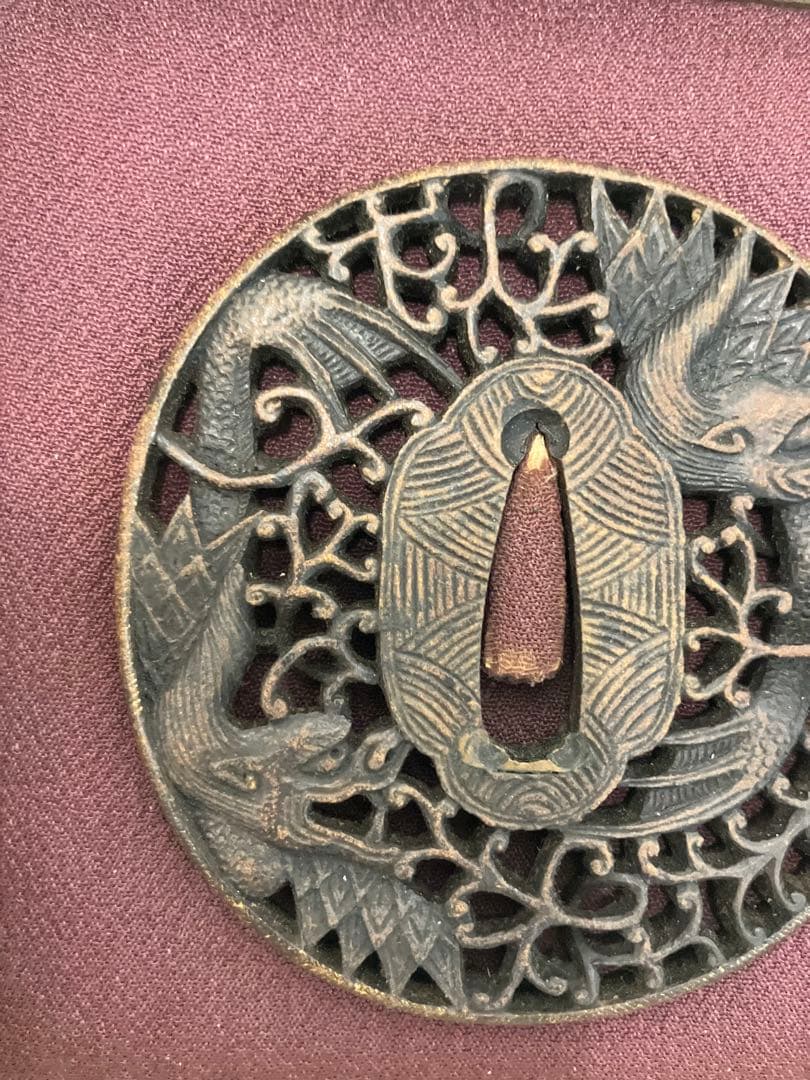 武具 刀 鉄鍔 透かし鍔 江戸時代 無銘 日本刀 刀装具 骨董品 美品 鐔