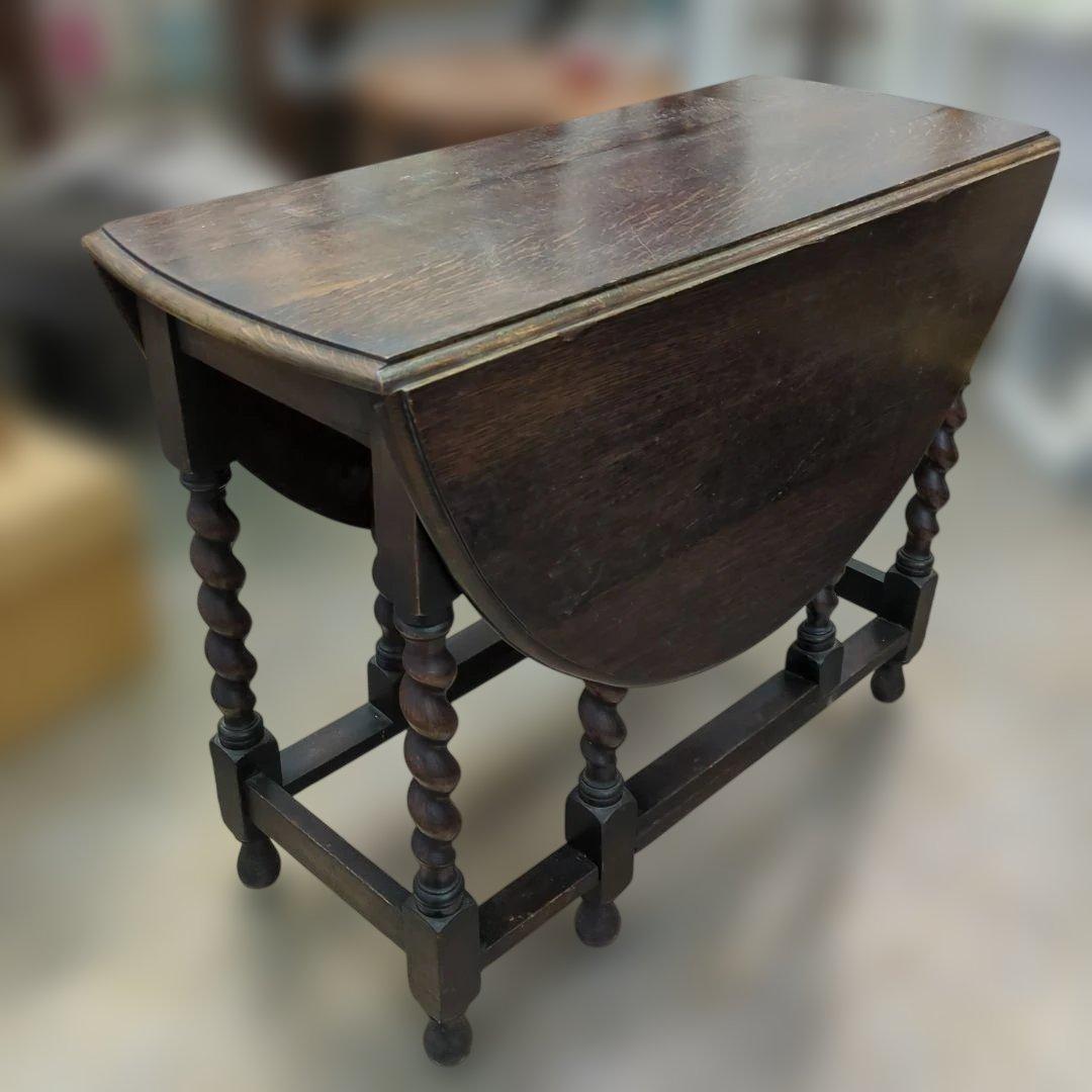 アンティーク ダークブラウン ドロップリーフテーブル　木製　机