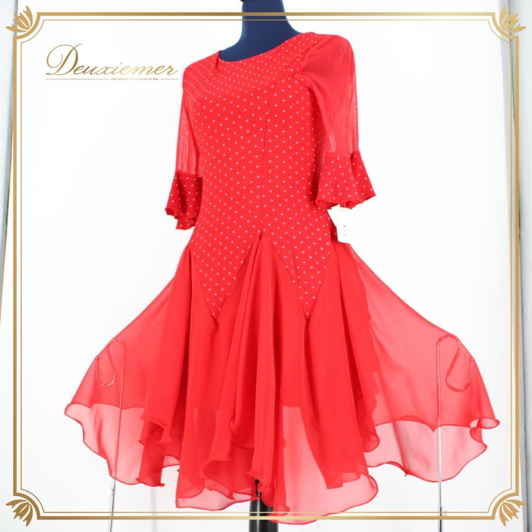 【美品タグ付き 社交ダンス衣装】ワンピース ドレス ICHIOKU 赤 レッド