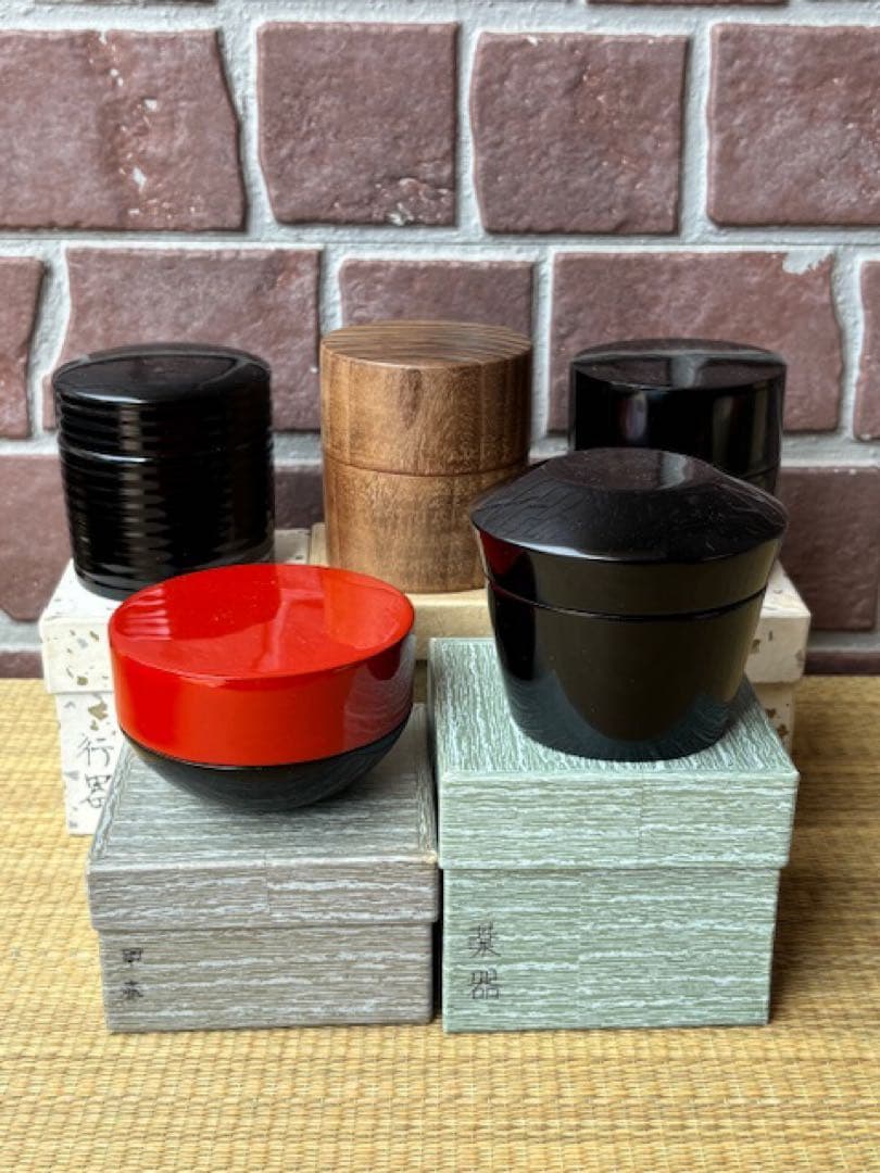 茶道具桑棗お薄器中次茶器内金箔張和巾棗貴人天目茶碗漆器根来塗盆扇子蓋置掛軸まくり