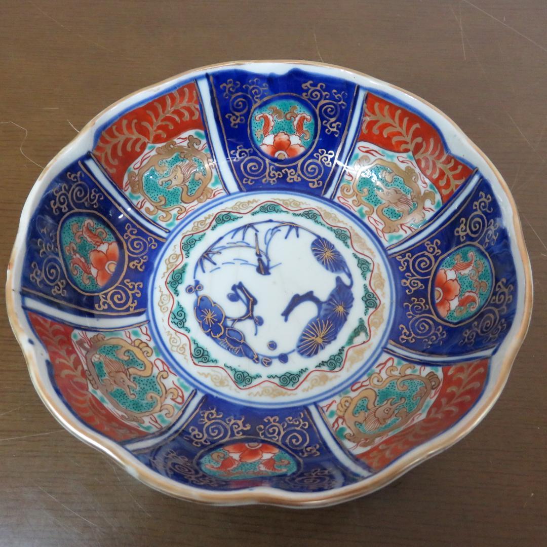 なます皿 5枚 ニュウ 金彩 松竹梅 龍 牡丹 蛸唐草 江戸 明治