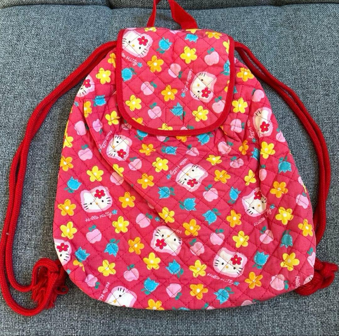 キティ　キルト　ナップザック　リュック　平成レトロ　当時物　レア