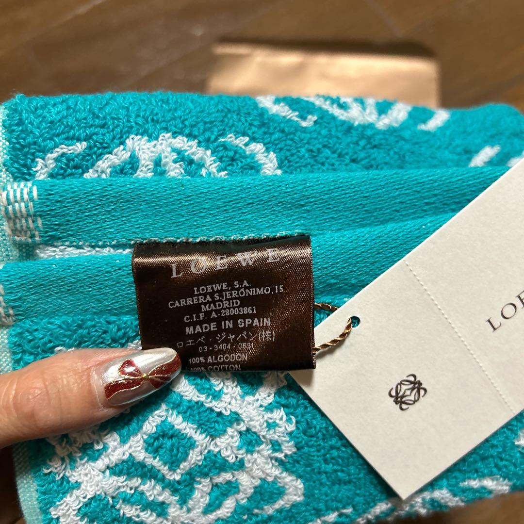 新品 未使用 タグ付き LOEWE ロエベ タオル ハンカチ ターコイズ