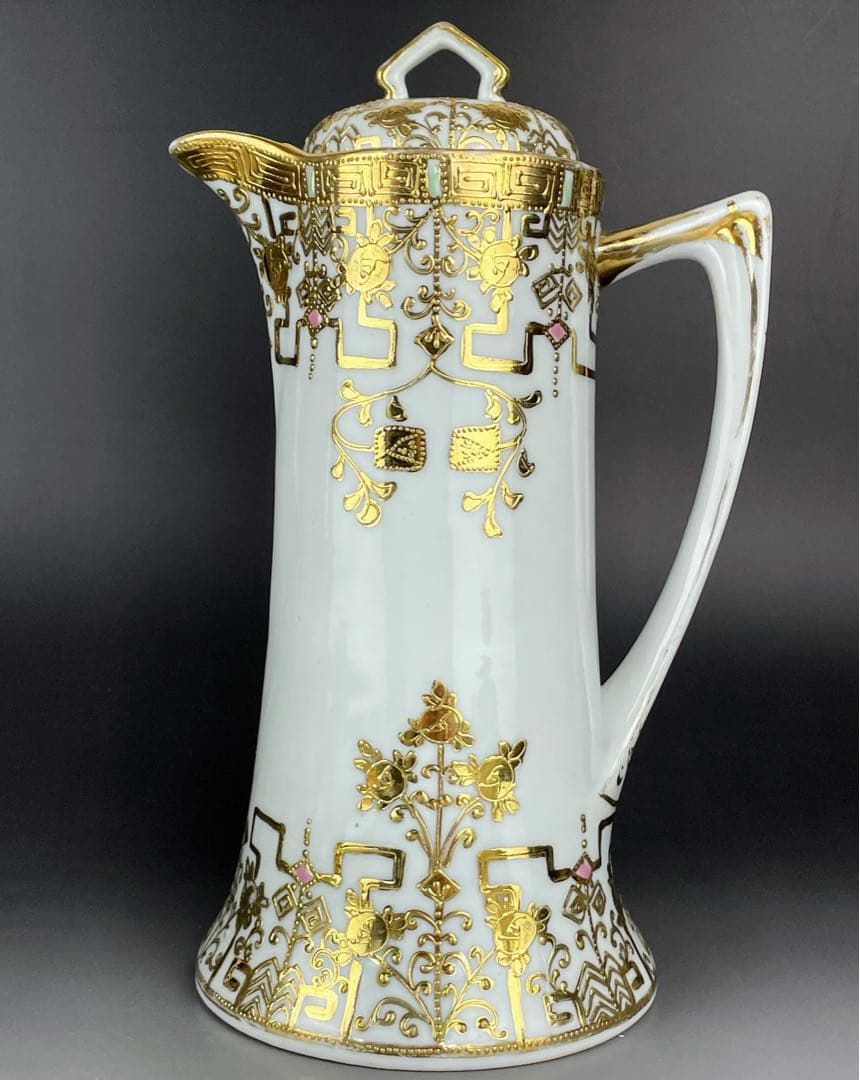 オールドニッポン アールヌーボー様式 金盛り チョコレートポット ゴールド