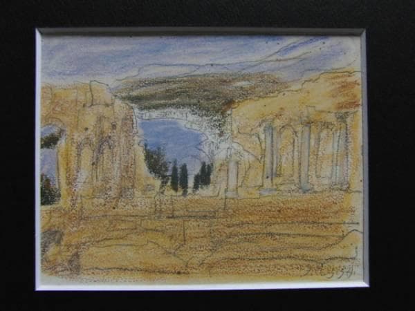 三岸節子、【タオルミナ（シシリー）】、希少なデッサン・画集画