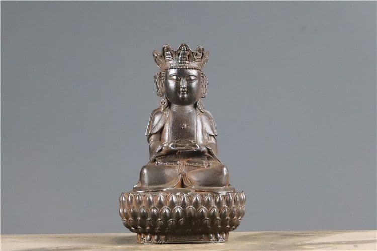 鉄器 鉄仏 蓮華坐観音菩薩仏像 縁起物 装飾品 工芸品 美術品 置物