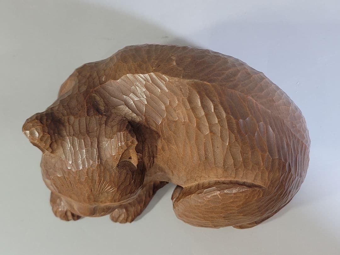 DT539 眠り猫 木彫 置物