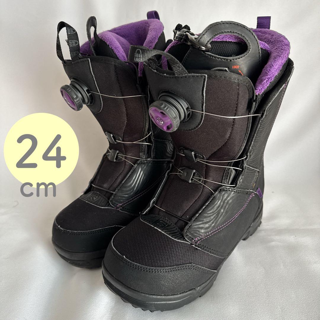 SALOMON スノーボードブーツ 24cm ブラック パープル 女性用