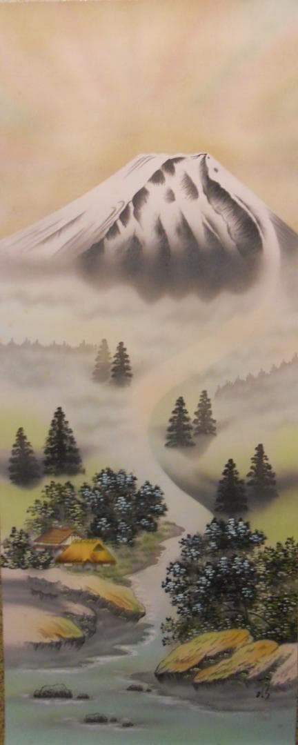 掛け軸 一水 白蛇富士之軸 絹本 希少 軸装 茶道具 掛軸 美品 です。