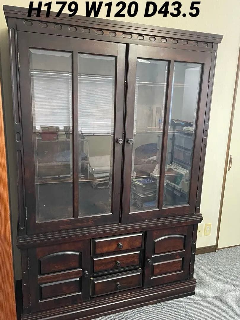 送料無料　北海道民芸家具/キャビネット/食器棚/本棚/カップボード