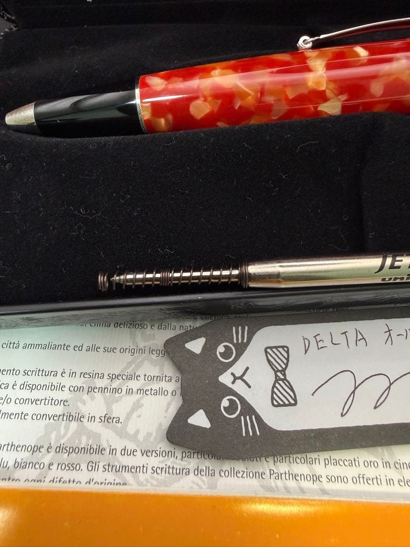 DELTA ボールペン Old Napoli レッドレジン　美品
