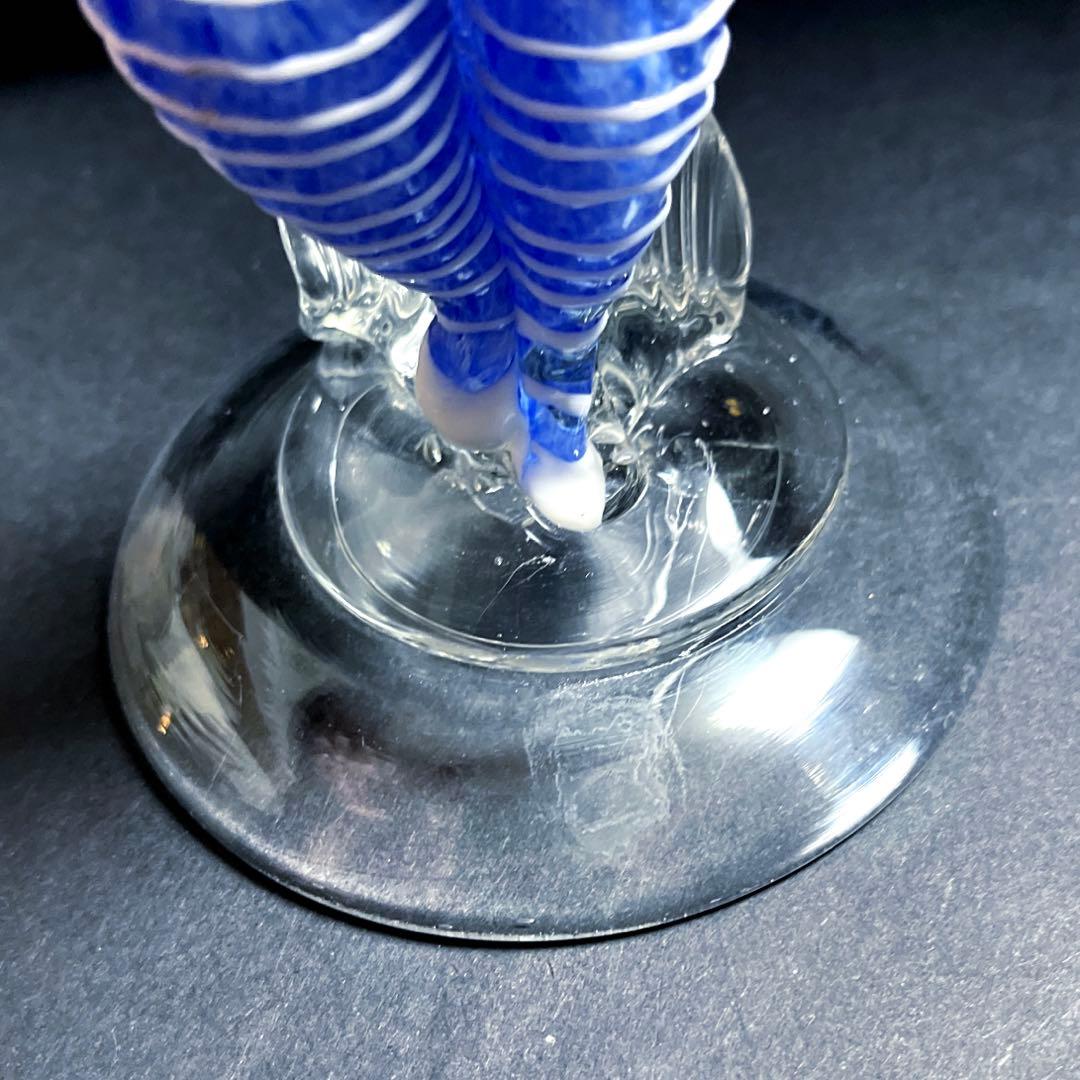 ムラーノ　ベネチアングラス　金彩付き　ブルーガラス人形　ペア　フィギュリン