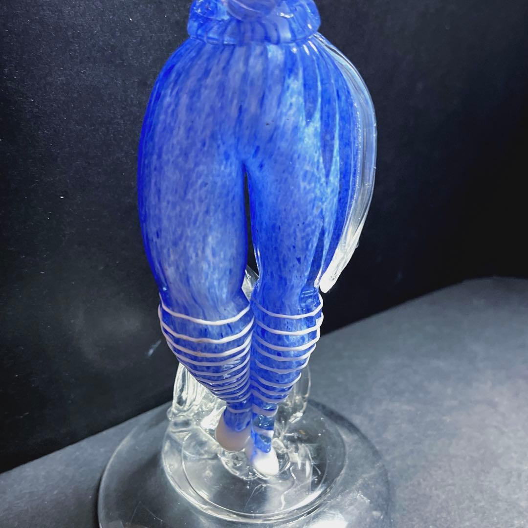 ムラーノ　ベネチアングラス　金彩付き　ブルーガラス人形　ペア　フィギュリン