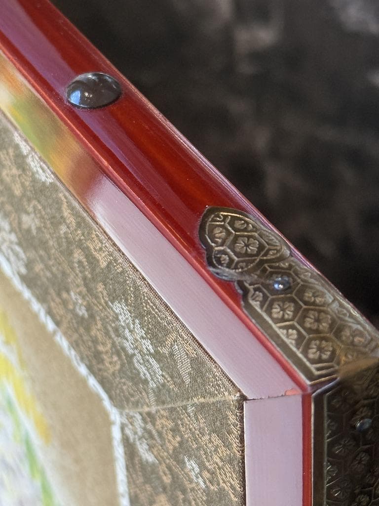 百花繚乱！「万葉百花百草」装飾銅金具付　二曲屏風　木下章