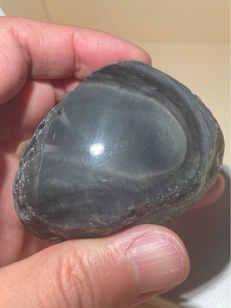 研磨品　十勝石玲瓏両面磨き　レインボーオブシディアン　虹雲