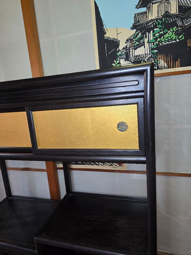 昭和レトロ家具 茶箪笥 飾り棚 チェスト 当時物 紫檀 唐木 黒檀
