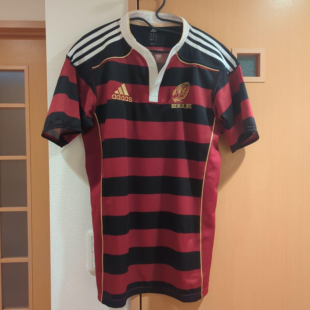 adidas ラガーシャツ 赤黒ストライプ