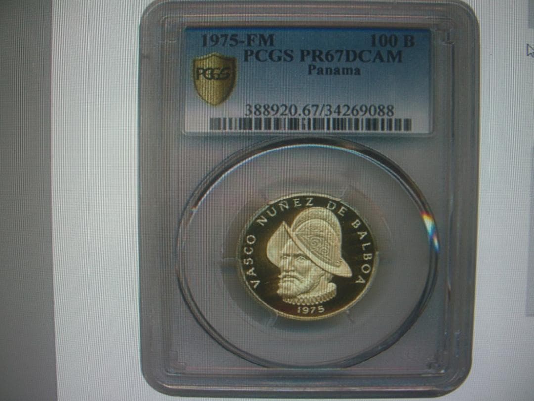 パナマ　１９７５ 100B　  バルボア像　PCGS PR-67 DCAM