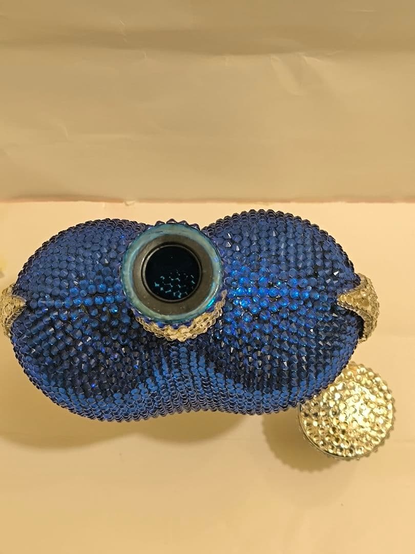 ハート型ガラスボトル 青と銀のクリスタル装飾