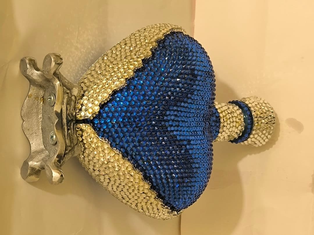 ハート型ガラスボトル 青と銀のクリスタル装飾