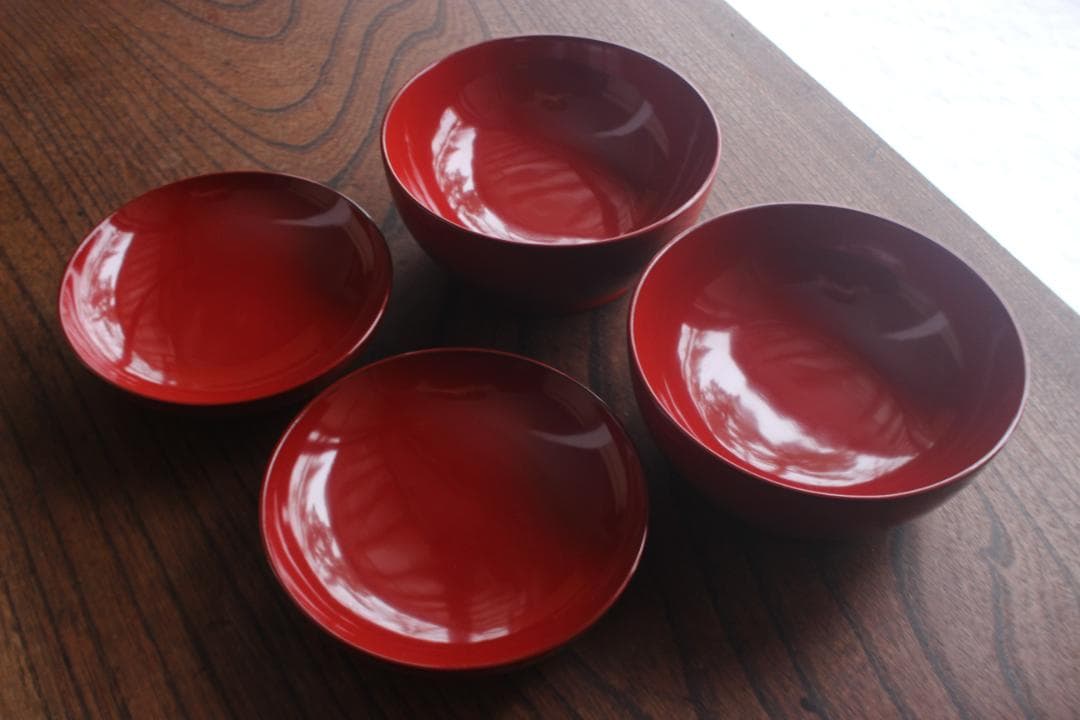 保管傷有！時代朱漆に風情ある富士松沈金の映えるお椀2点（検輪島塗蒔絵椀煮物椀