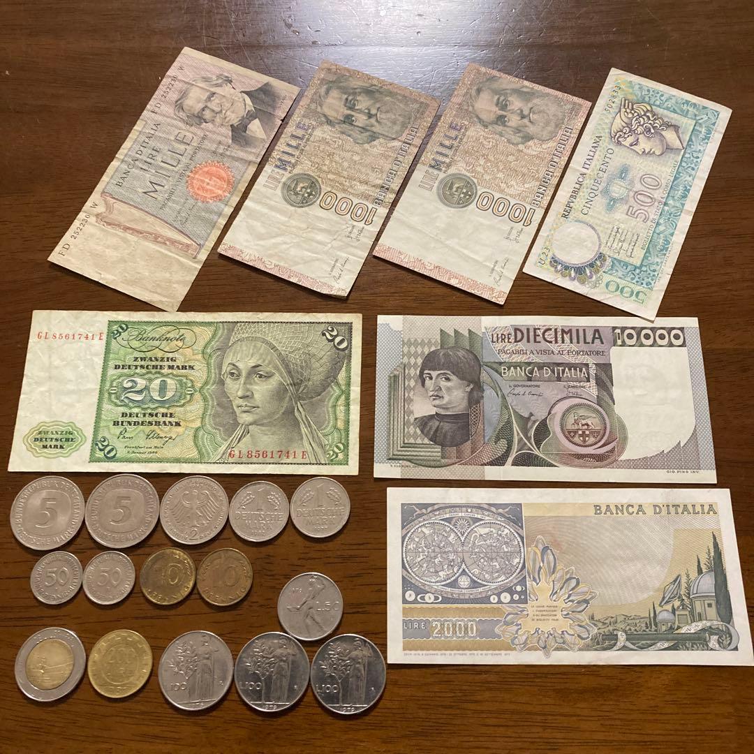 外国紙幣 ドイツ イタリア 旧紙幣 旧硬貨 1980年代