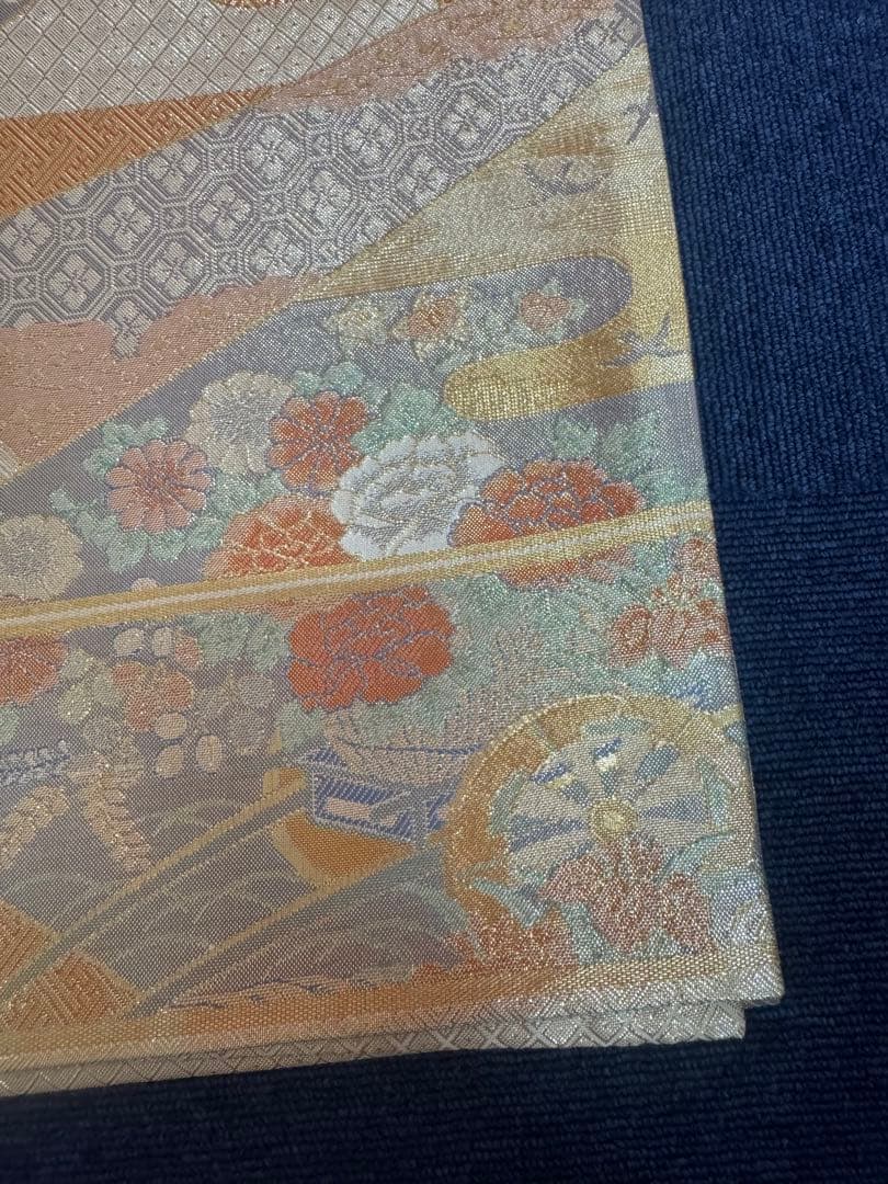 2665袋帯 古代彫金紋 西陣織 金糸　高級上質上品　約440cm 未使用