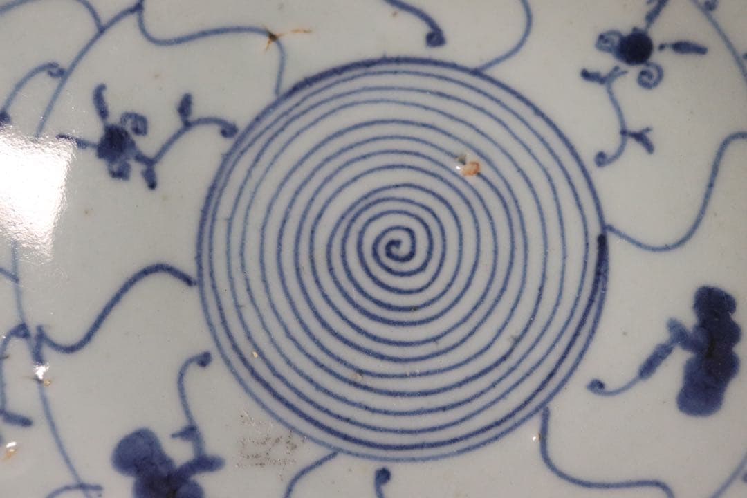 中国　清朝期　染付中皿　アンティーク　送料込み0302