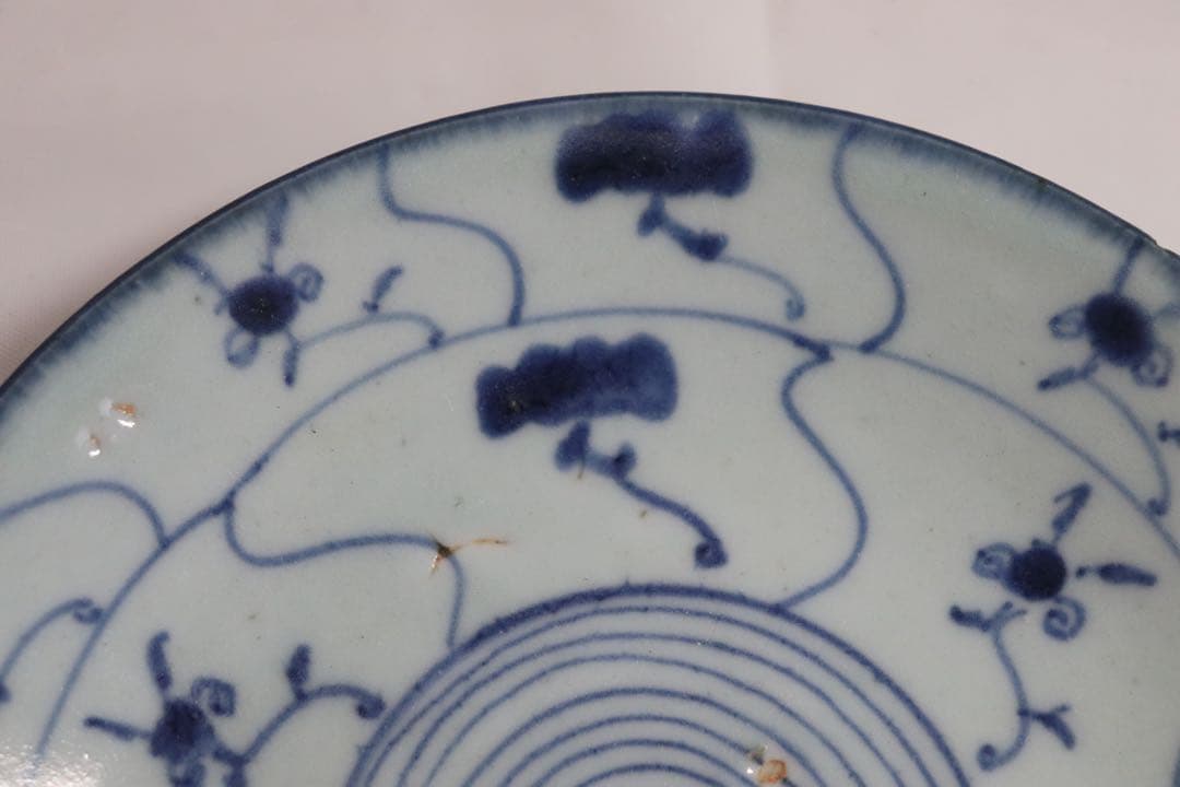 中国　清朝期　染付中皿　アンティーク　送料込み0302