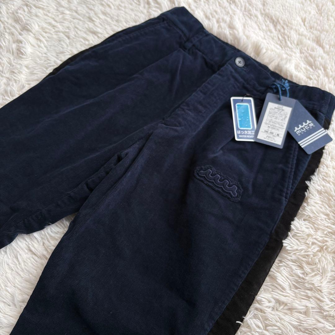 (未使用タグ付) ムータマリン コーデュロイ パンツ 3Dロゴ ネイビー 撥水