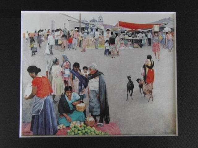 吉井淳二、【市場オコトラン（メキシコ）】、希少な大判額装用画集より