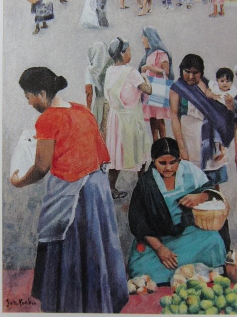 吉井淳二、【市場オコトラン（メキシコ）】、希少な大判額装用画集より