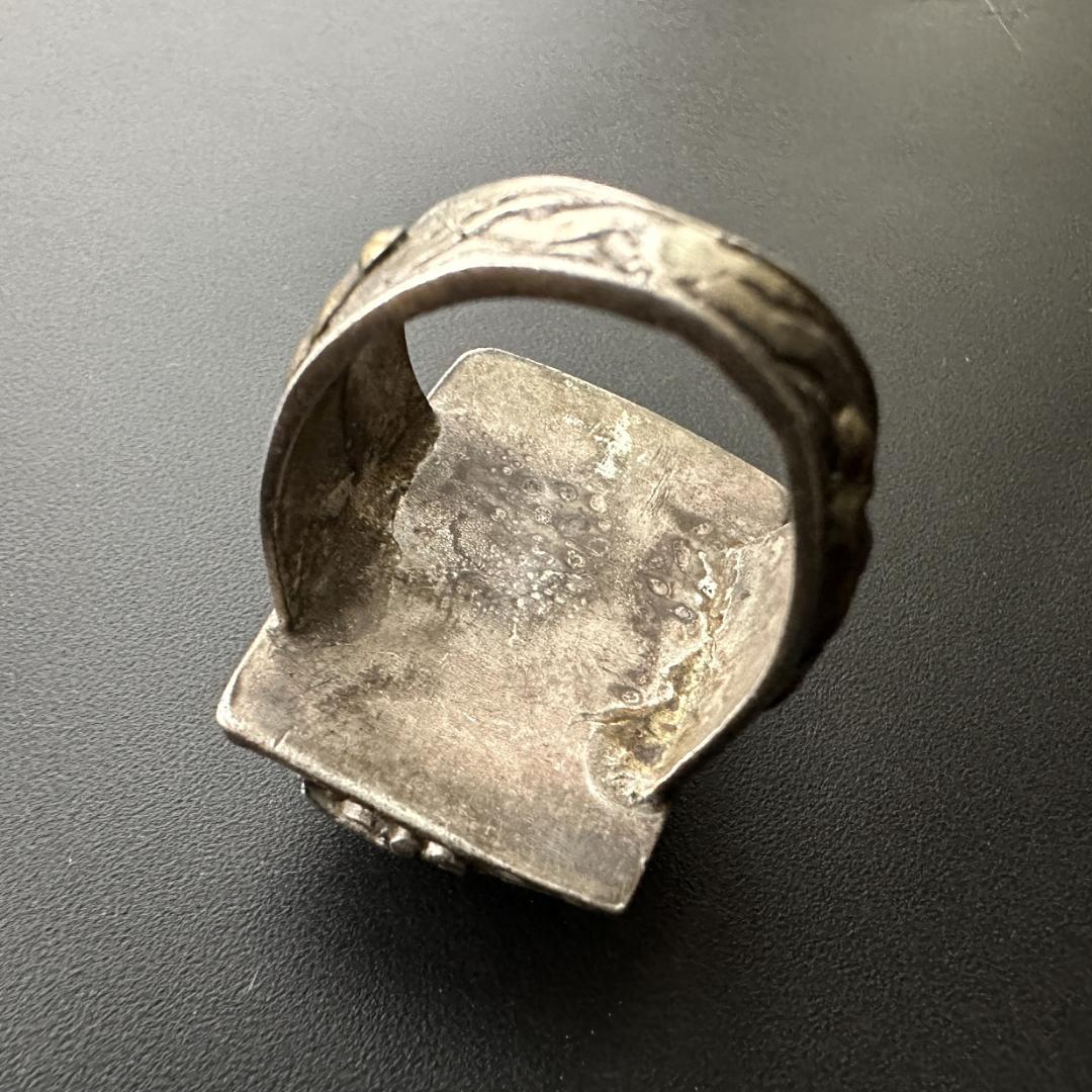 ビザンツ シルバーリング カラーストーン 印章指輪 パワーストーン 1547