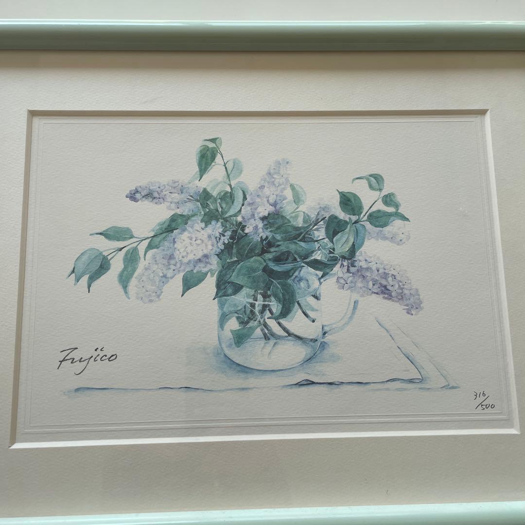 Fujico 水彩画 花瓶の花