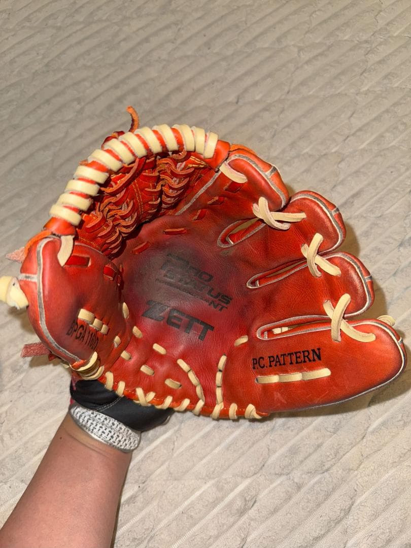 ゼット　プロステイタス　硬式グローブ　内野手用　ボースヒール締め　湯もみ　型付け