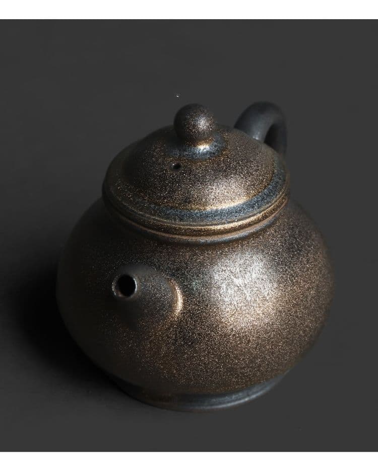 窯変鎏金高潘茶壺 急須 茶器 煎茶道具