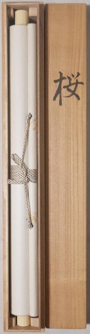 【良品】春用掛軸　桜　さくら◆絹本　肉筆　共箱付　日本画　美術品　花鳥　掛軸