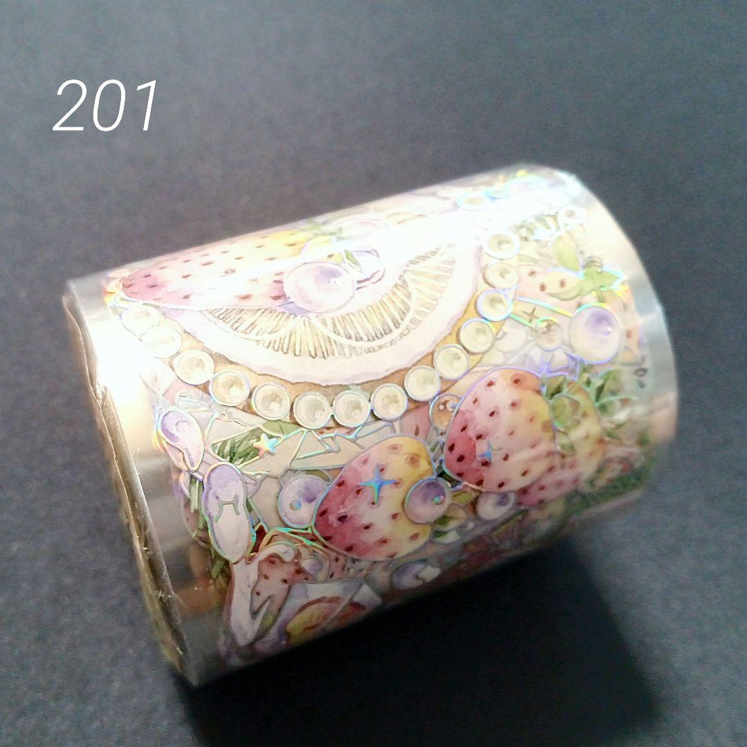 巻売 201★ 海外 マスキングテープ マステ PET 装飾 花 苺 銀ホロ