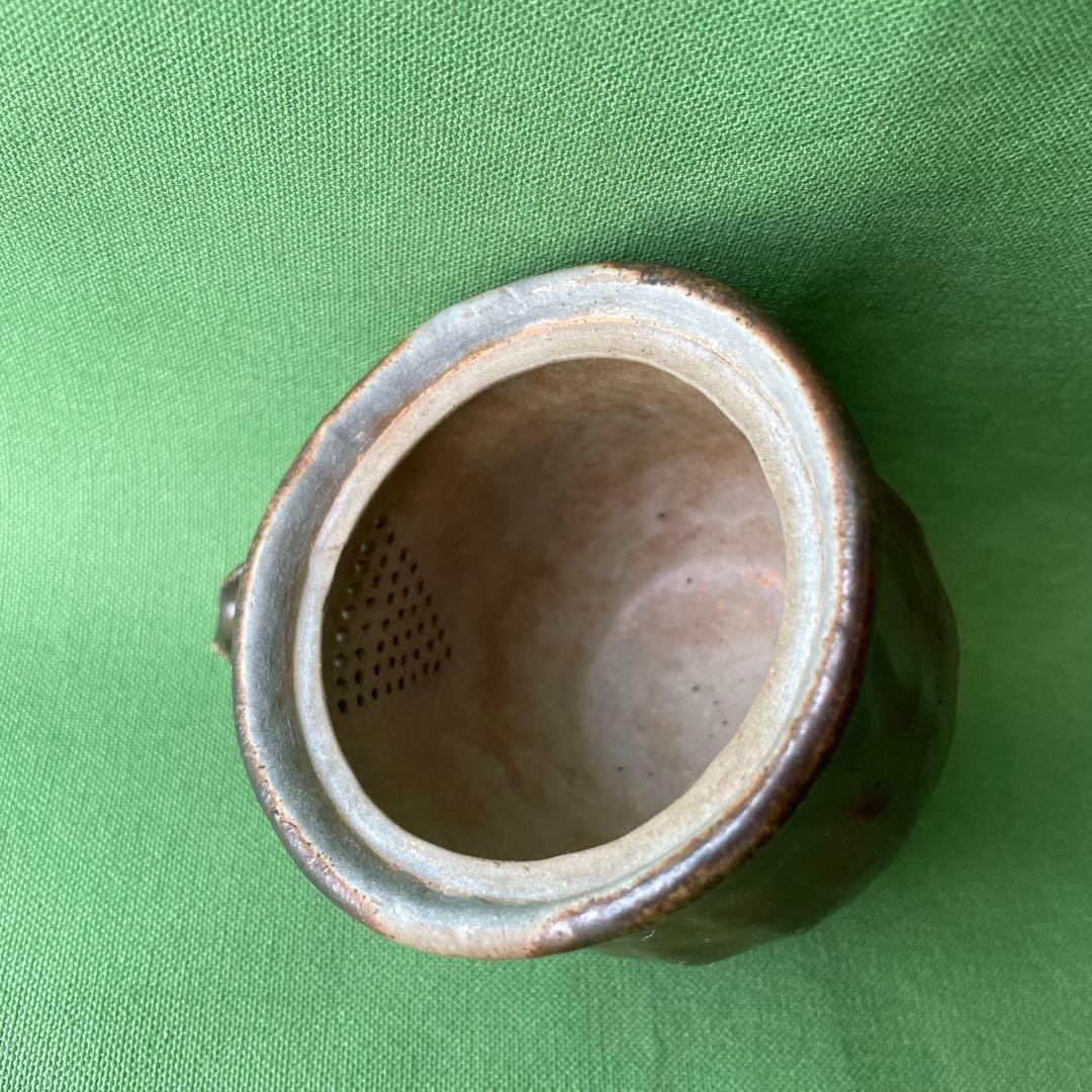 備前焼 手びねり宝瓶 竹摘み 胡麻